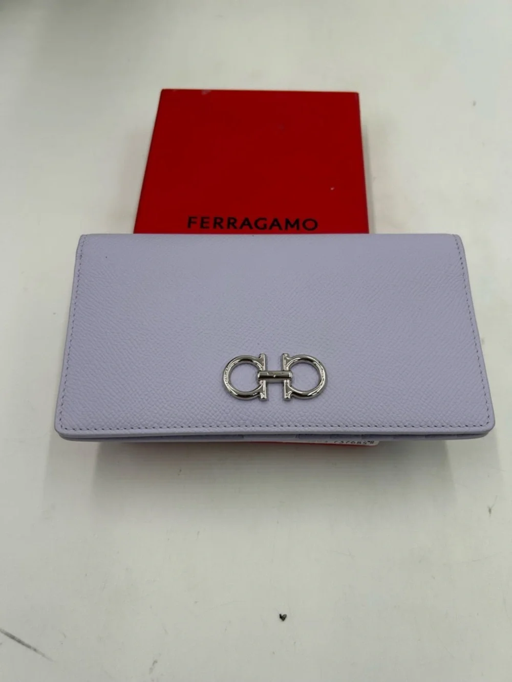 Women's Salvatore Ferragamo GANCINI bifold Wallet in light blue made in Italy
